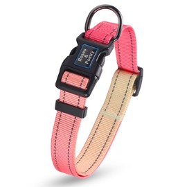 Roses&Poetry Reflective Dog Collar with Pink Gradient Color, Adjustable Durable Pet Collars for Small Medium Large Dogs (Pink Gradient-M)