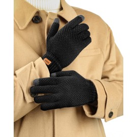 DOVAVA Gloves Men Women Winter Gloves Touch Screen Thermal Knitted Gloves with Soft Inner Lining for Running Cycling Leisure Outdoor, black