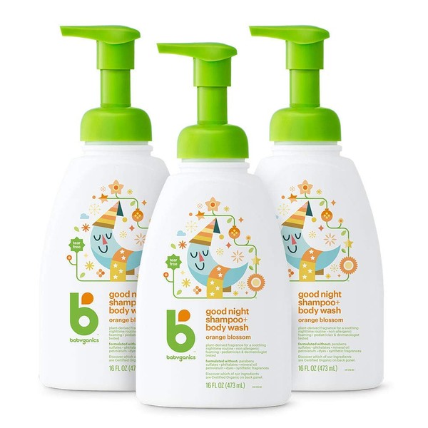 Babyganics Baby Shampoo + Body Wash Pump Bottle, Orange Blossom, Packaging May Vary, 16 Fl Oz (Pack of 3)