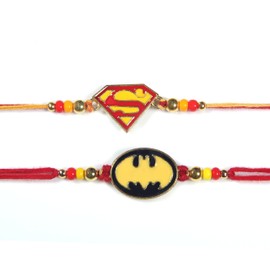 ARTISENIA Set of 2 SuperHeros Rakhi for Brother with Raksha Bandhan Greeting Card | Roli Chawal Tika - Raksha Bandhan Rakhi for Brother | Rakhi for Bhaiya | Rakhi Thread RNJ0030