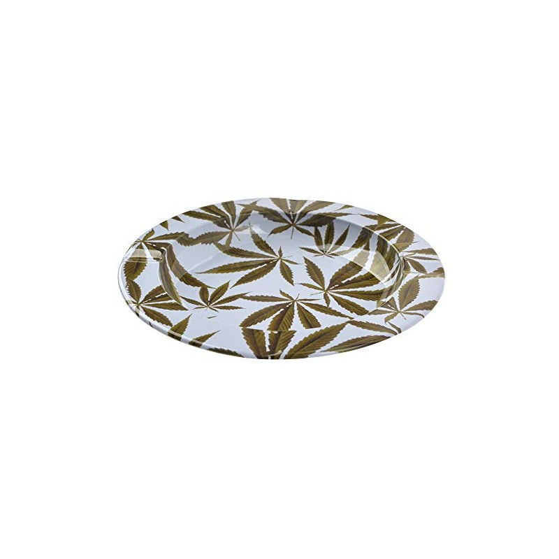 Neranena Metal Ashtray Outdoor Indoor Round Ashtrays 5.5 Inch (White-Green)