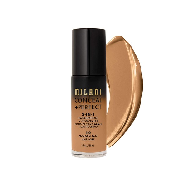 Milani Conceal + Perfect 2-in-1 Foundation + Concealer - Golden Tan (1 Fl. Oz.) Cruelty-Free Liquid Foundation - Cover Under-Eye Circles, Blemishes & Skin Discoloration for a Flawless Complexion