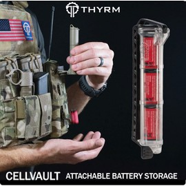 Thyrm CellVault Battery Storage (Rescue Orange) Case for AA, AAA, CR123 batteries, survival gear, matches, Made in USA