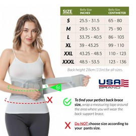 NEOtech Care Adjustable Back Support with Double Adjustment Straps - Lumbar & Lower Back - Breathable & Lightweight Material - Wide Support - Posture - Grey (M)