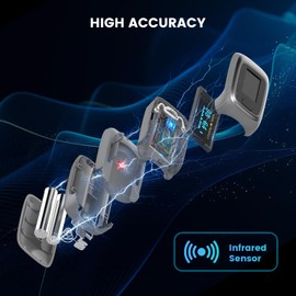 Fingertip Pulse Oximeter, Vibeat Portable SPO2 Monitor with Pulse Rate, Finger Blood Oxygen Saturation Meter with 12 Sets of Data Records, Gray