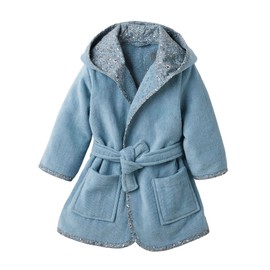 Vertbaudet Baby Bathrobe India Flower Oeko-Tex Blue Printed 86, Printed in blue