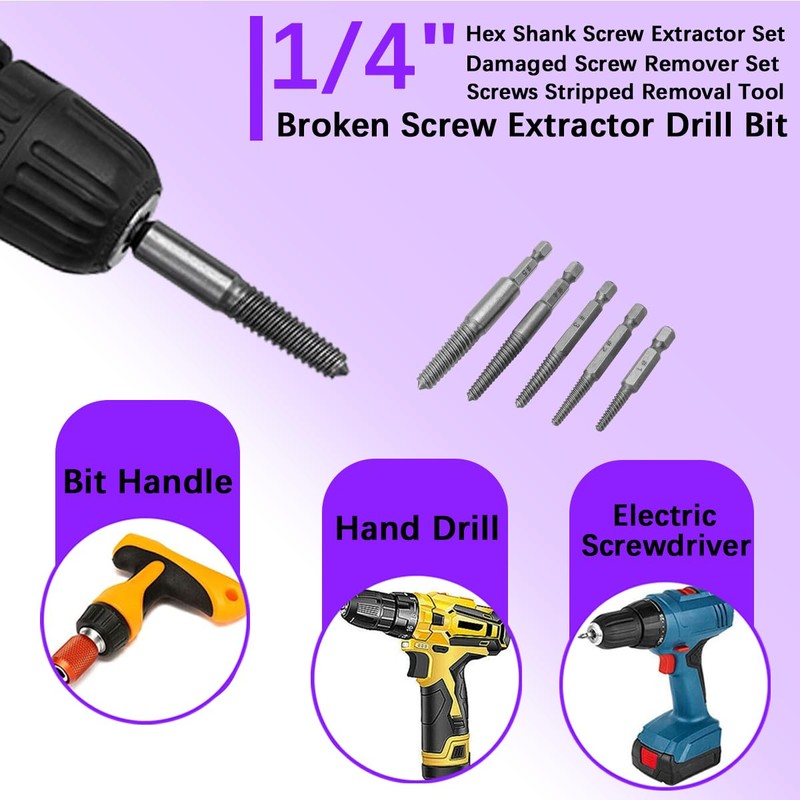 HaoTrade 10 Pieces Broken Screw Extractor Drill Bits, Damaged Screw