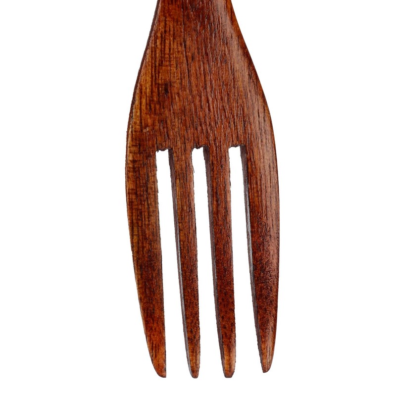 Haowecib Wooden Forks, Set of 1, 22.5cm, Natural Wood
