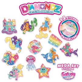 CRAZE DIAMONDZ Mega Set Stickers Galupy Mermaid - Diamond Painting Children's Sticker Set, DIY Diamond Painting Craft Set, Mosaic Making for Children