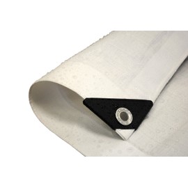 10'x10' Heavy Duty 12 by 12 Cross Weave 10 Mil White Poly Tarp with Grommets Approx Every 18 Inches All Around, Corner Solid Plastic Bar Reinforcement for Extra Strength