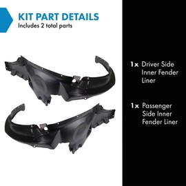 TRQ TRQ Inner Fender Liner Set Compatible with 2005-2010 Pontiac G6 GM1248174 GM1249174