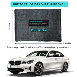 SHMZK Microfiber Towels for Cars, 15.7"x23.6" 1200 GSM Ultra Thick Soft Car Detailing Drying Towel, Super Absorbent Double Twisted Loop Cloth Cleaning Towel for Car Truck SUV