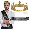 Birthday Decorations Set - King Crown, Sash, and Happy Birthday