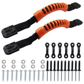Kyuionty 2 Pcs Kayak Handles Kit with Plastic Buckle, Universal Two-Hole Orange PVC Molded Webbing Replacement Handles for Paddle, Tandem, Canoe Boat, Kayaks, with Kayak Pad Eyes, Rivets