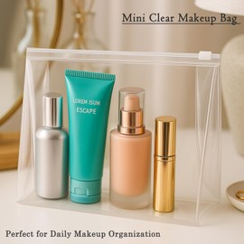 Circloophs 80 Pack Mini Clear Makeup Bag Organizer Cosmetic Zipper Pouch Small Travel Pouches for Toiletries Transparent EVA Reusable Wash Bags Waterproof Plastic Clear Gift Bags Bulk, Transparent