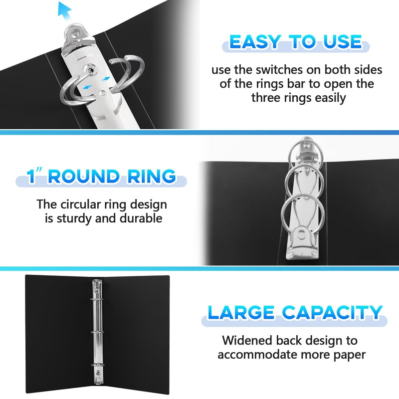 Henoyso 6 Pcs 1 Inch Mini 3 Ring Binders Fits
