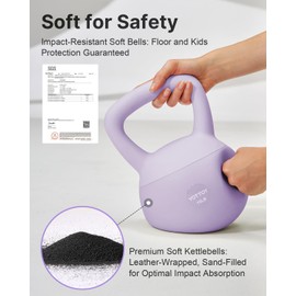 YOTTOY Soft Kettlebell,Kettlebell Anti-Slip Grip Weight for Home Workouts, Kettlebells Set Strength and Safety Guaranteed (Purple, 10 LB)