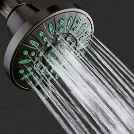 AquaDance Anti-Clog High-Pressure 6-setting Shower Head with Nozzle Protection from Growth of Grime for Stronger Shower! Oil-Rubbed Bronze Finish/Coral Green Jets