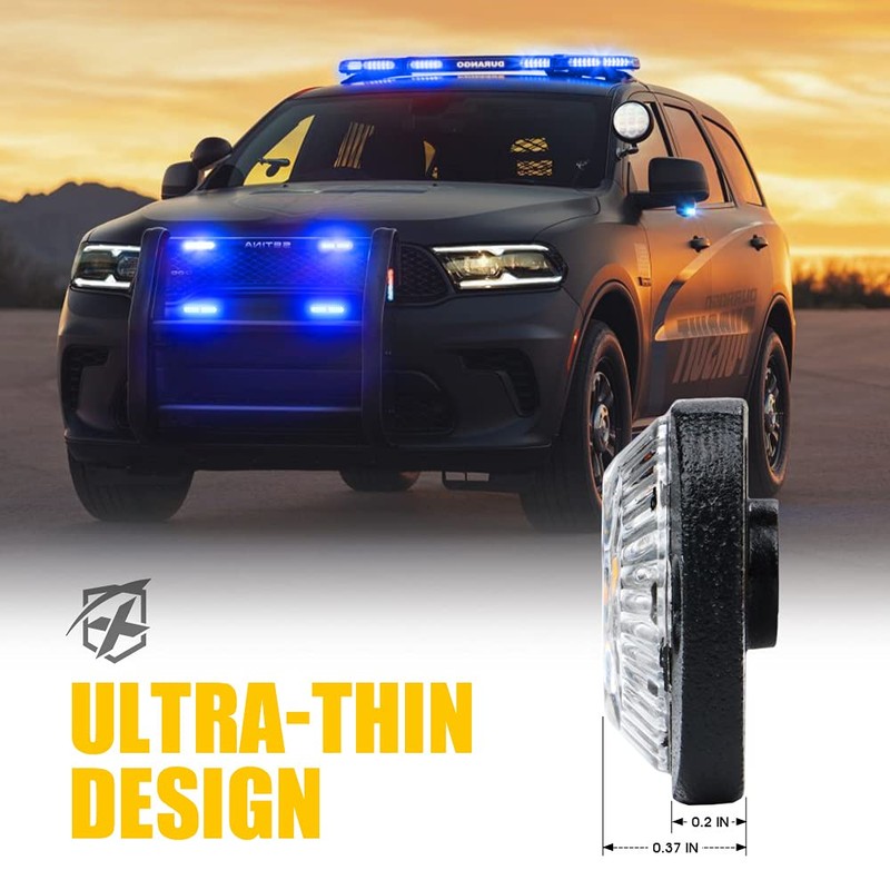 Xprite Blue LED Emergency Strobe Lights Kit for Vehicles -