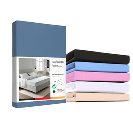 UNIVERSEL Cotton & Jersey Fitted Sheet - Premium Comfort in Navy Blue to Fit 90cm Mattress Width