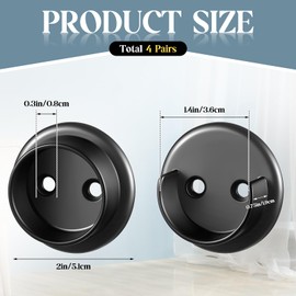 Yaocom 2 Pairs Matte Black Metal Closet Rod Bracket Set Heavy Duty Shower Curtain Closet Pole Socket Accept 1-3/8 Diameter with Screw on Attachment for Wardrobes Shelf