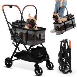 Pet Stroller with Detachable Carrier - Ideal for Small to Medium Dogs & Cats - Compact & Convenient Design - Easy Assembly Pet Stroller for Cats, Dog Strollers for Small Dogs - Metallic Gray