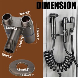 1-In-2-Out Triangle Dual Control Valve for Toilet G1/2 Spray Kitchen Bathroom Sink Double Control Angle Washing Machine Faucet Hand Sprayer Kit for Feminine Wash, Pet, Cloth, Handheld Bidet Cleaning