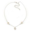 Avalaya Mother of Pearl Triple Heart Necklace In Silver Tone