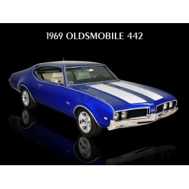 1969 Oldsmobile Collectible Metal Sign: 442 in Blue & White