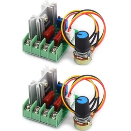 Gebildet 2pcs AC 110V-220V/25A 2000W SCR Pre-Wired Electronic High Performance Voltage Regulator Module, Adjustable Motor Speed Regulator Control, Ultra Small LED Dimmer with Speed Regulator Knob