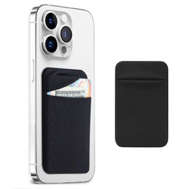 PeakTrend Cell Phone Pocket Self Adhesive Card Holder Stick On Wallet Sleeve with Adhesive RFID Card ID Credit Card ATM Card Holder storage for Phone Android (Black)