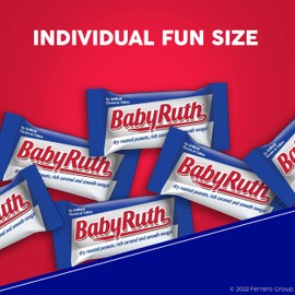 Baby Ruth Chocolatey, Peanut, Caramel, Nougat, Fun Size Individually Wrapped Candy Bars, Great Valentine's Day Gifts for Kids, 3.9 oz each