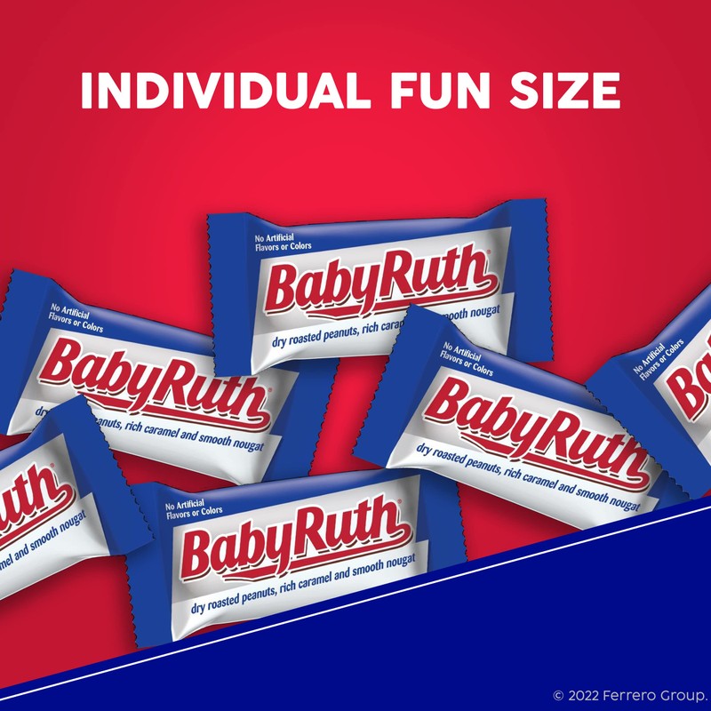 Baby Ruth Chocolatey, Peanut, Caramel, Nougat, Fun Size Individually Wrapped