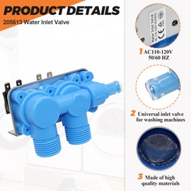 Upgrade 205613 WP358276 Washer Water Inlet Valve by Beaquicy - Compatible with Maytag Whirlpool Kenmore Washer - Replace AP4023852 PS1583805 EAP1583805 25832 203177 203847 204028 205614 205613VP Blue