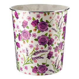 Plastics Colourful Flowers Floral Waste Paper Bin (Purple Flower)