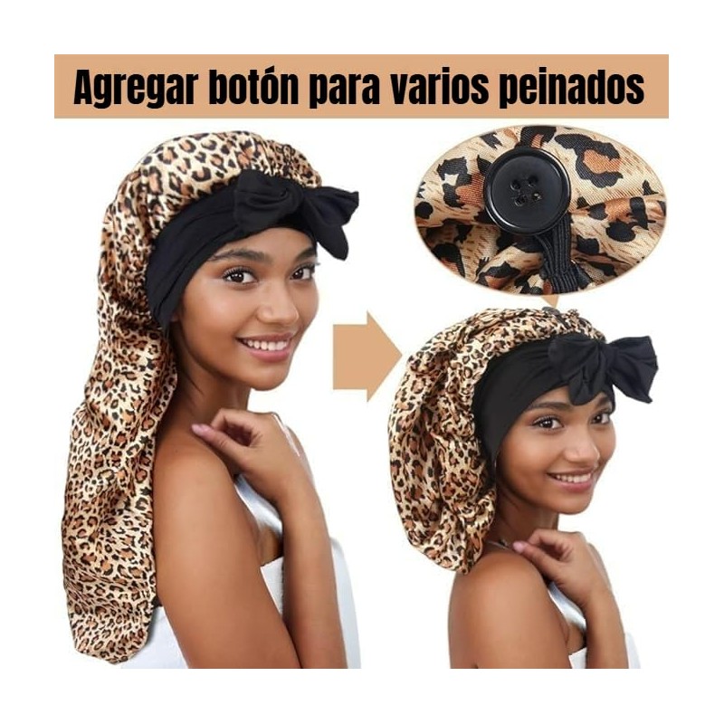 Gorro Satén Dormir Pack Gorros Nocturnos Ajustables Cabello Rizado Rasta