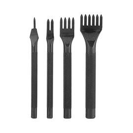 FTVOGUE 4 Pcs/Set Punch Herramienta de Bricolaje de Cuero Herramientas de Costura de Orificios de Cuero Hecho A Mano Carft Kit Lacing Perforate Sew Tools (1 + 2 + 4 + 6 Teeths)