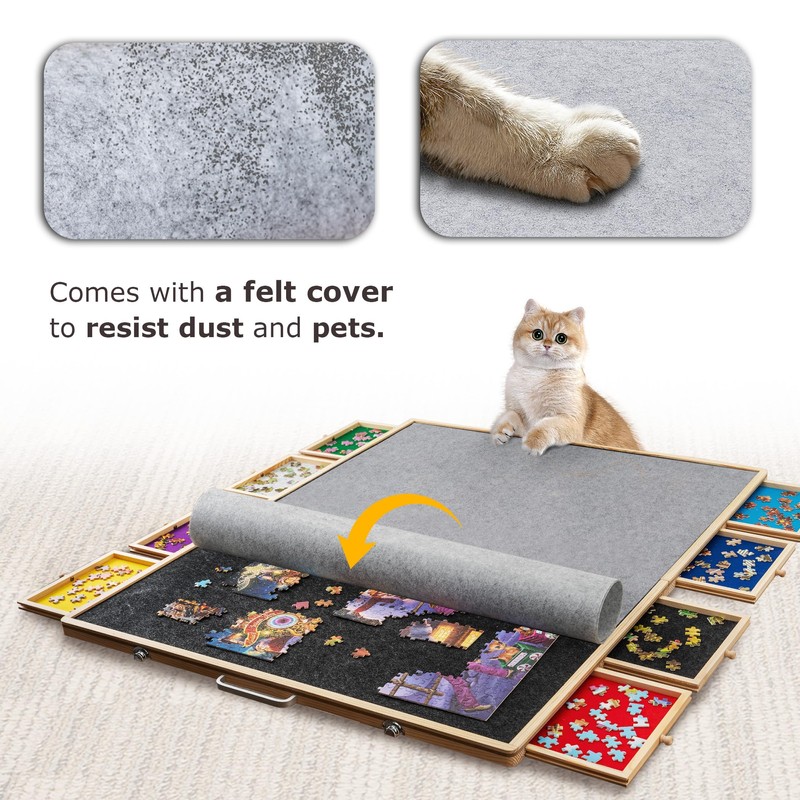 Tektalk 2000 Piece Foldable Puzzle Board with 8 Sorting Trays/Drawers,