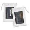 Lunarable Gothic Fabric Pouch Set of 2, Gothic Scenery Spooky