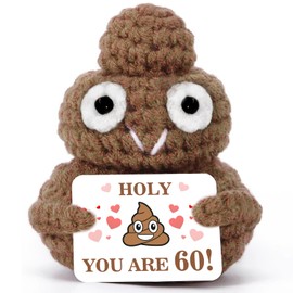 60th Birthday Gifts for Women Men, 1965 Birthday Decorations, 1965 Born Gifts for Women Men, 60th Happy Prank Stuffers, Sixty Years Old Gag Presents for Him Her, Wool Knitted Doll with Funny Card