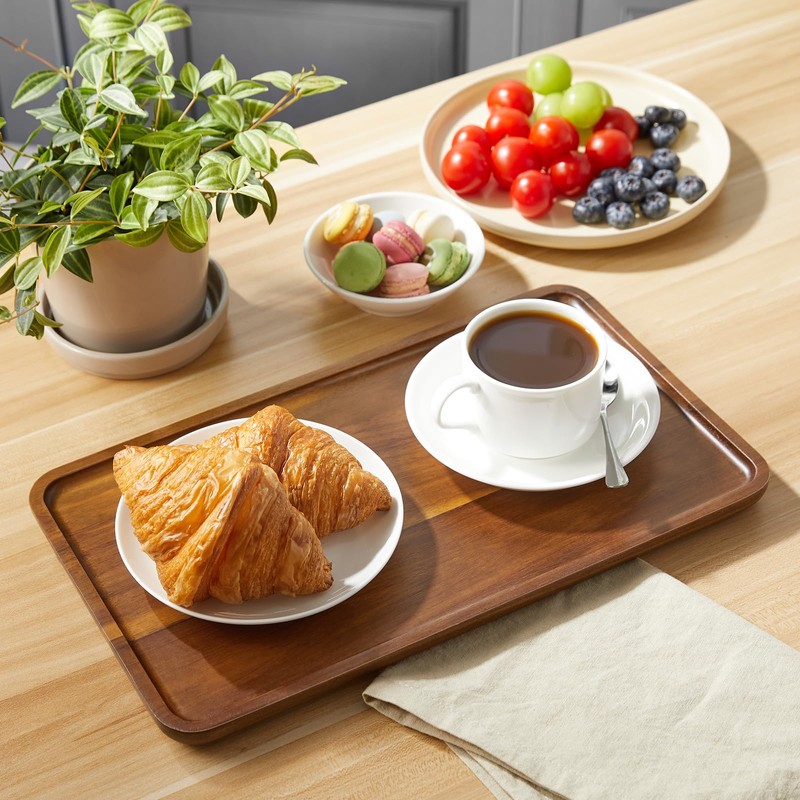 GCWSTJK 14 Inch Acacia Wood Serving Tray – Rectangular Wooden