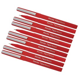 FibrePoint Fineliner Pens, RED, Extra Fine Tip (0.5mm), Pack of 10, Ideal for drawing colouring sketching doodling writing, iZOFAX Black Ball Pen