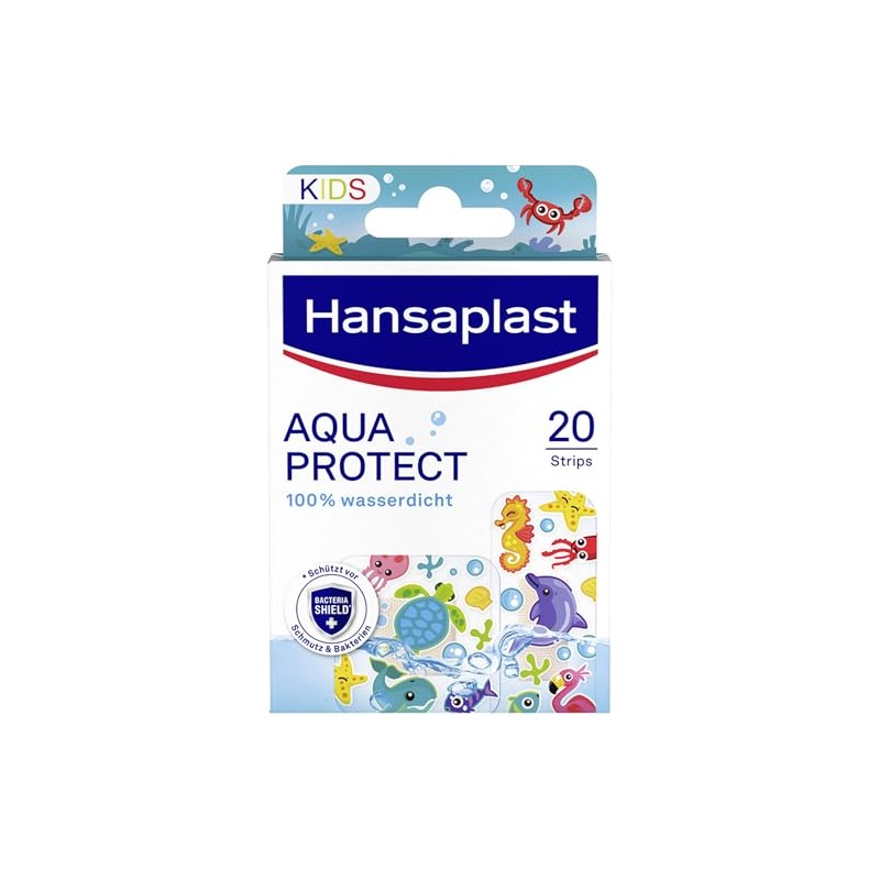 Hansaplast Aqua Protect Children's Plasters (20 Strips), Waterproof Plasters for