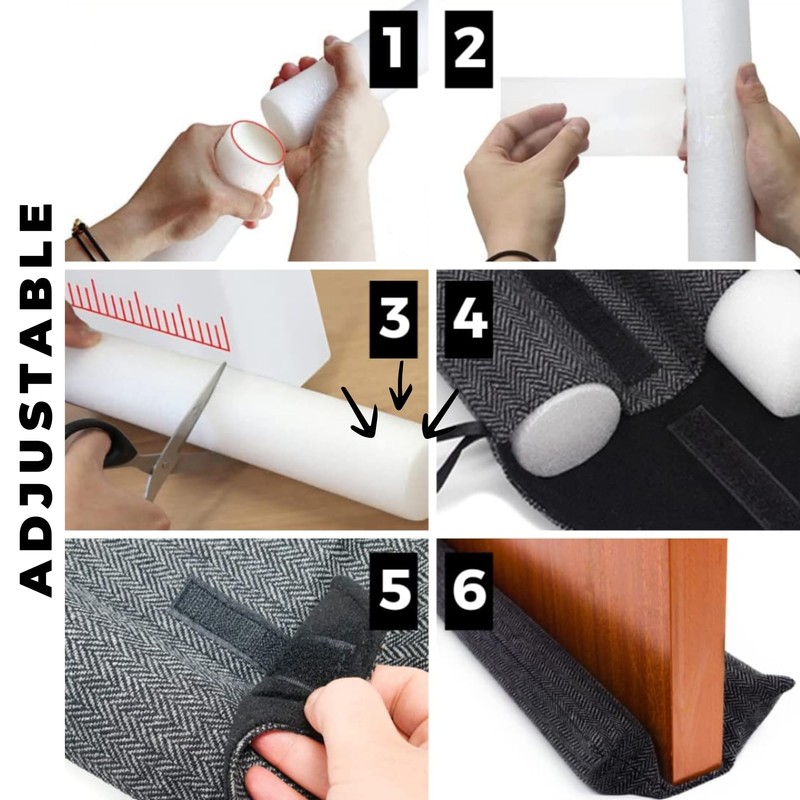 Draught Excluder for Doors and Windows Reusable and Washable Double