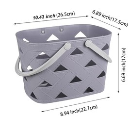 MINDFARGE - Cesta portátil para ducha, cesta de almacenamiento de plástico con mango grueso y agujeros de drenaje, organizador para baño, despensa, cocina, recámara universitario, campamento (gris
