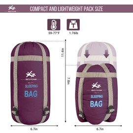 BESTEAM Ultra-light Warm Weather Envelope Sleeping Bag, Outdoor Camping, Backpacking & Hiking - Fit for Kids, Teens and Adults(Claret-Red)