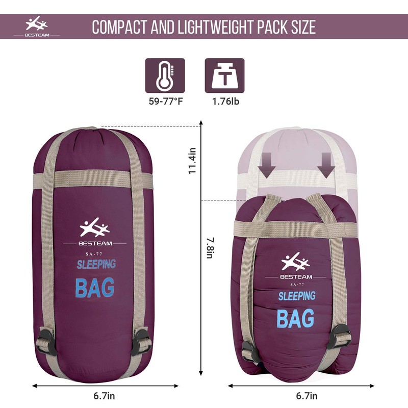 BESTEAM Ultra-light Warm Weather Envelope Sleeping Bag, Outdoor Camping, Backpacking