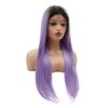 Meiyite Hair Straight Long 24inch Dark Root Light Purple Ombre