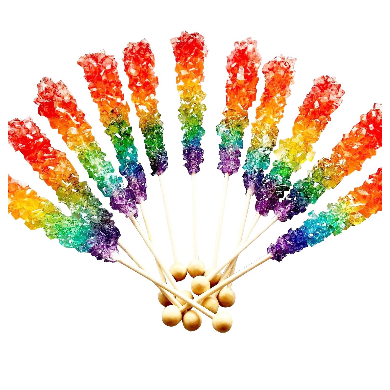 Rainbow Rock Candy - Colorful Rock Candy Sticks Individually Wrapped ...
