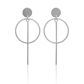 Nature Rebel Ear Stud Earrings 925 Sterling Silver Geo Minimal Design Bar Circle, Sterling Silver